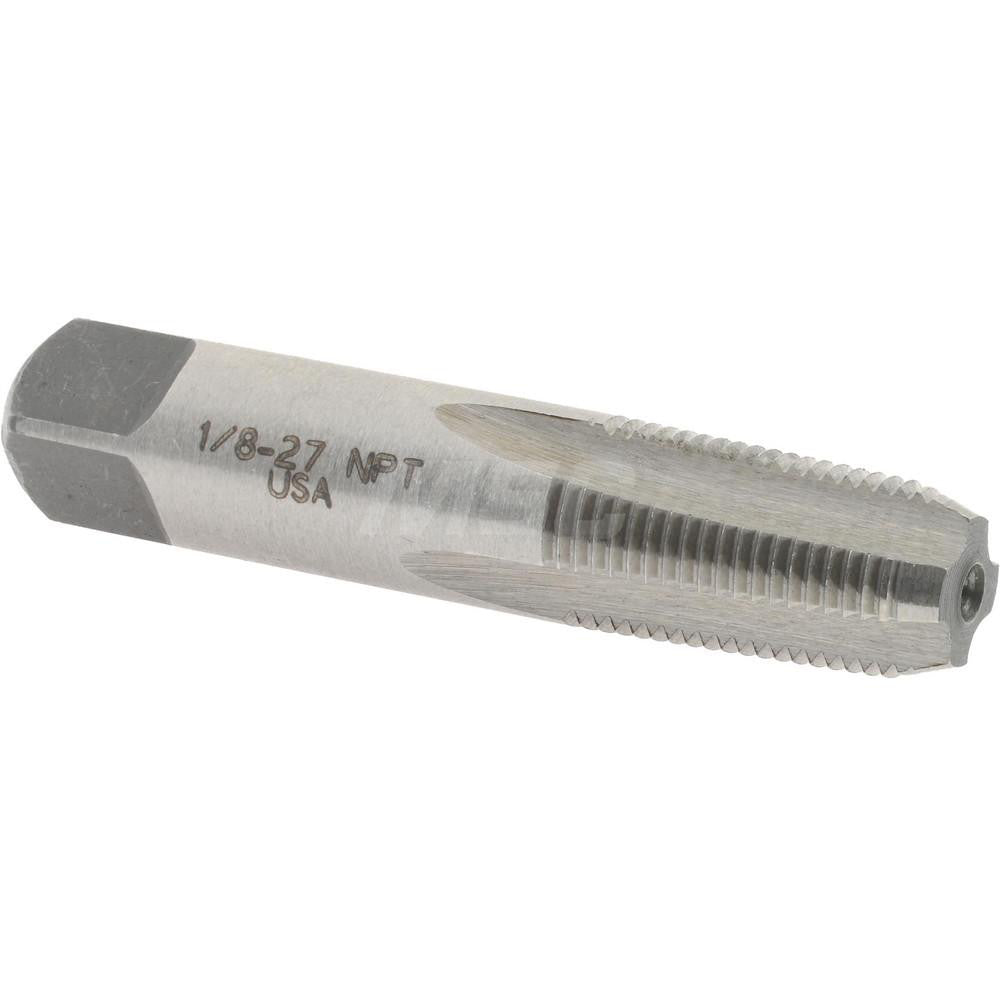 Hertel 793U 1/8 Standard Pipe Tap 1/8-27, NPT, 4 Flutes, Carbon Steel, Bright/Uncoated