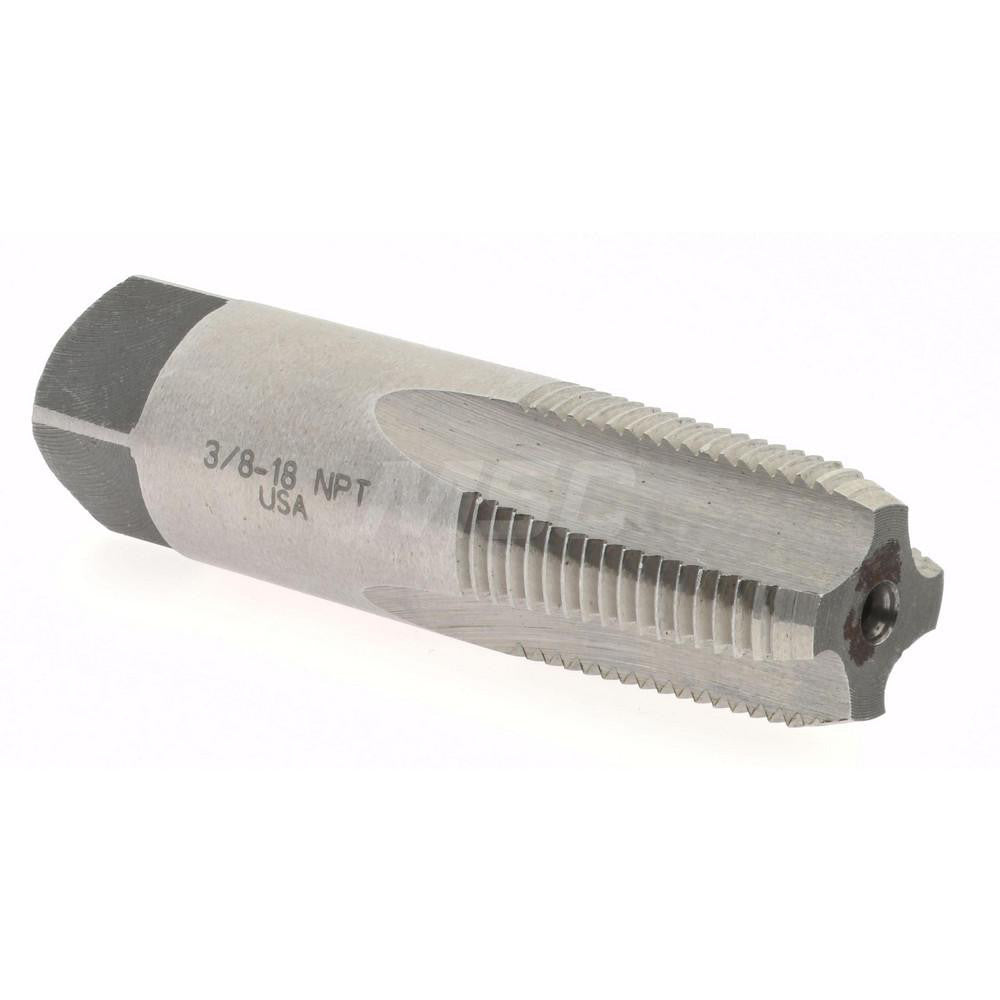 Hertel 793U 3/8 Standard Pipe Tap 3/8-18, NPT, 4 Flutes, Carbon Steel, Bright/Uncoated