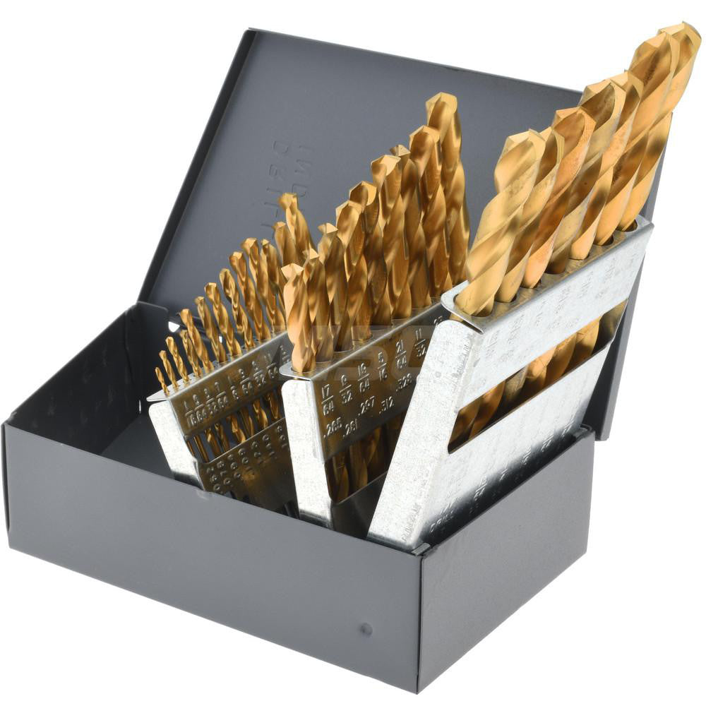 Hertel 307THF Drill Bit Set  Jobber Length Drill Bits,  29 Pc,  135 deg, High-Speed Steel