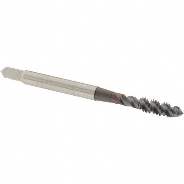 OSG 1412808 Spiral Flute Tap #8-32, UNC, 3 Flute, Plug Chamfer, 2B Class of Fit, High-Speed Steel, TiCN Finish