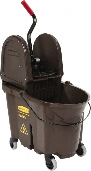 Rubbermaid FG757788BRN WaveBrake 35 Qt Down-Press Mop Bucket & Wringer Combo on Wheels, Brown