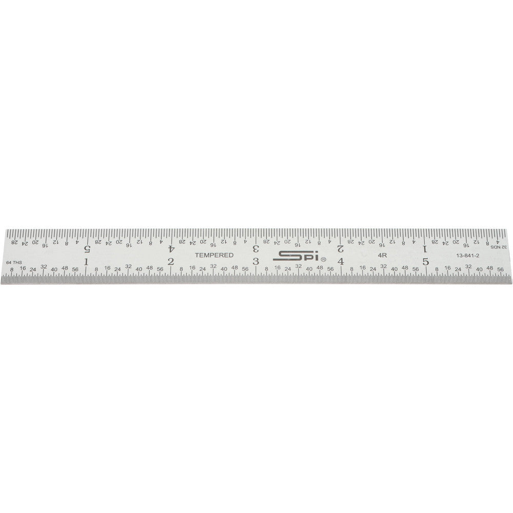 SPI 13-841-2 Steel Rule 6" OAL, 4R Graduation, Rigid, 3/4" OAW