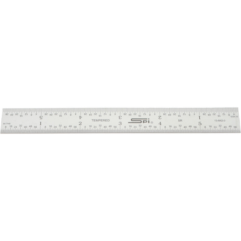 SPI 13-842-0 Steel Rule 6" OAL, 5R Graduation, Rigid, 3/4" OAW