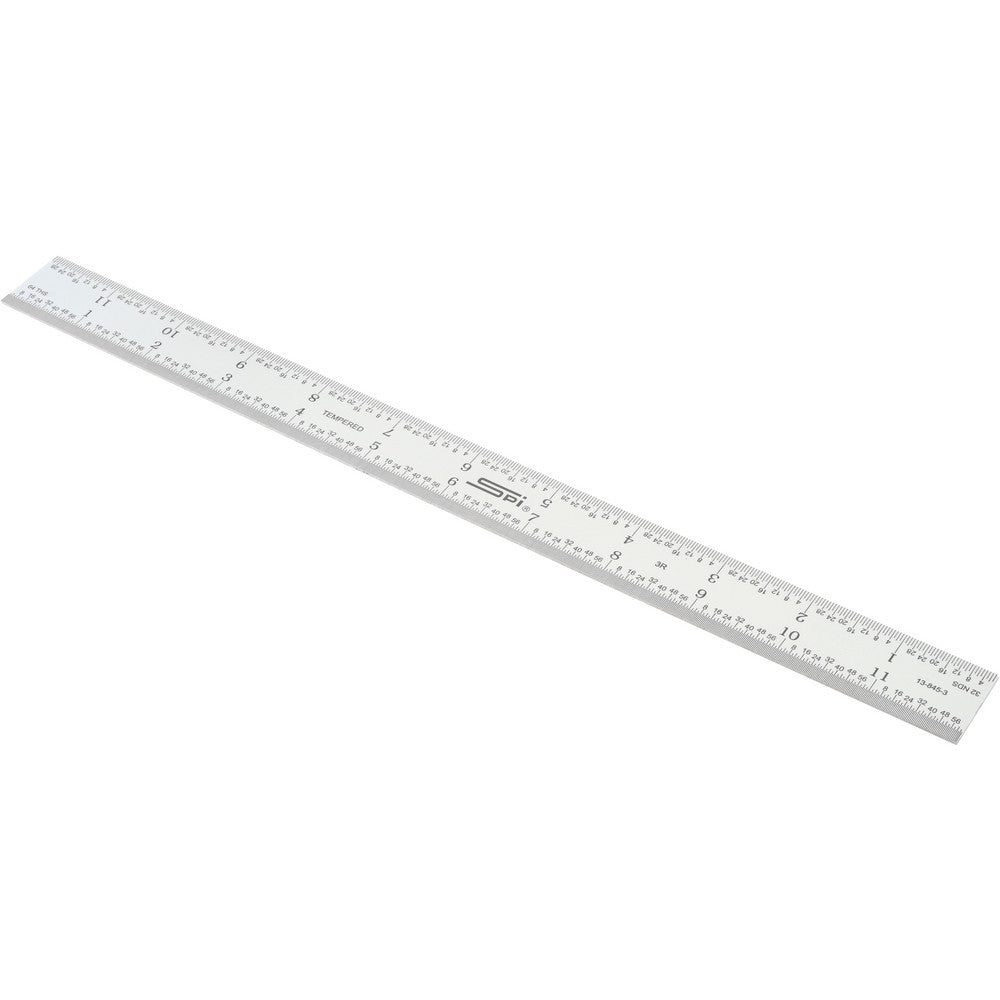 SPI 13-845-3 Steel Rule 12" OAL, 3R Graduation, Rigid, 1" OAW