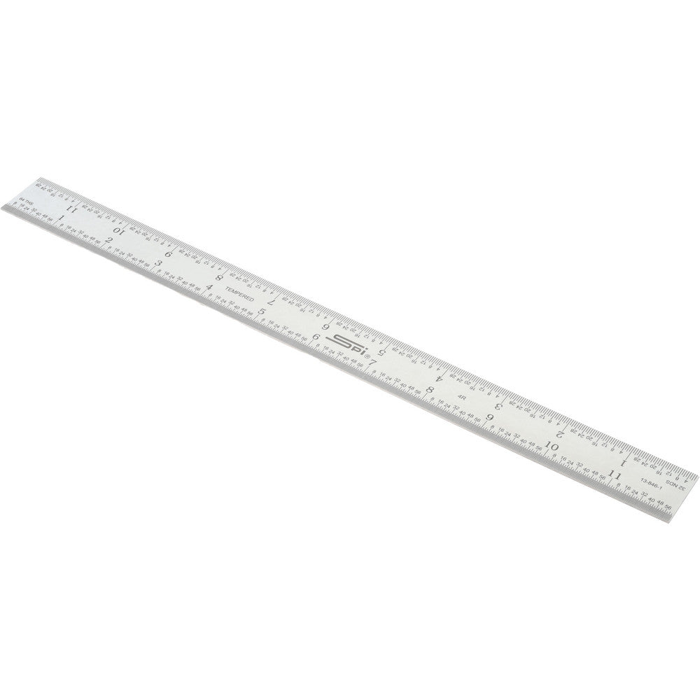 SPI 13-846-1 Steel Rule 12" OAL, 4R Graduation, Rigid, 1" OAW