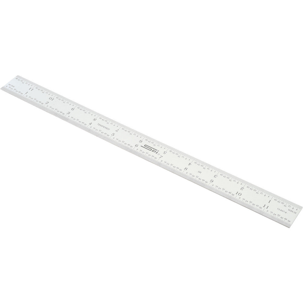 SPI 13-847-9 Steel Rule 12" OAL, 5R Graduation, Rigid, 1" OAW