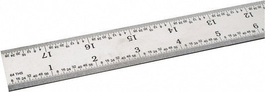 SPI 13-852-9 Steel Rule 18" OAL, 5R Graduation, Rigid, 1-1/8" OAW