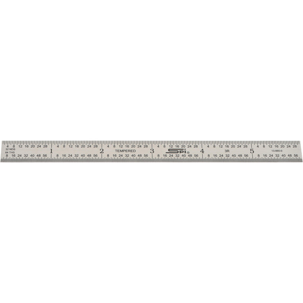 SPI 13-880-0 Steel Rule 6" OAL, 3R Graduation, Flexible, 1/2" OAW