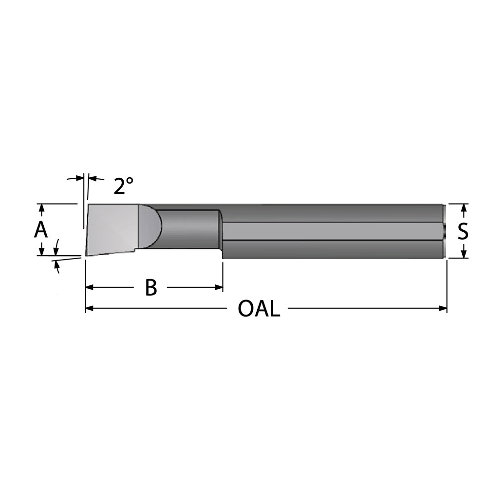 Scientific Cutting Tools, Inc. B050150 Boring Bar 0.0500" Min Bore, 0.1500" Max Depth, Right Hand, 0.125" Shank Dia, Submicron Solid Carbide