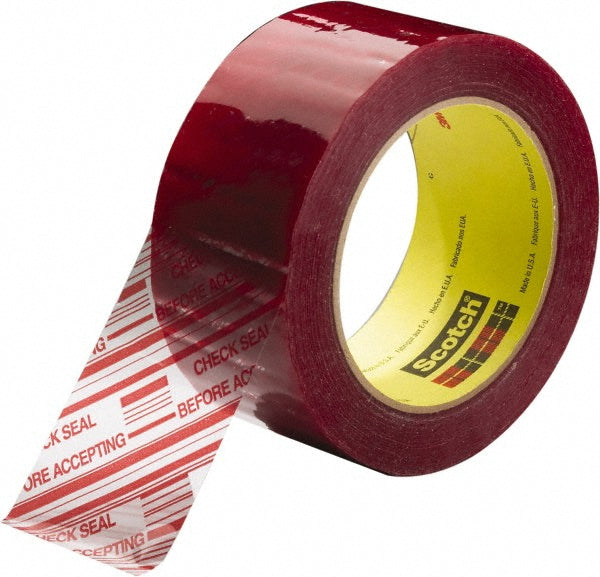 Scotch 7000123942 Packing Tape 2" Wide, Clear & Red, Rubber Adhesive
