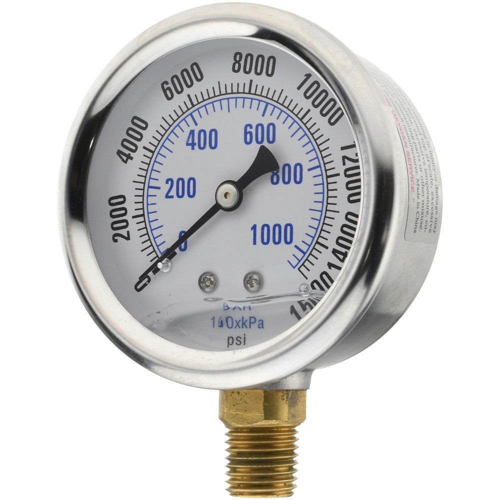 Value Collection PS-MH-HPC1-039 0 - 15,000 psi Liquid-Filled Hydraulic Pressure Gauge