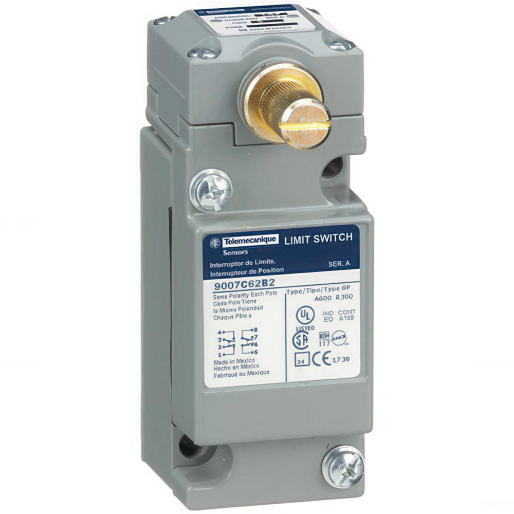 Square D 9007C62B2 General Purpose Limit Switch DPDT, 2NC/2NO, Rotary Head, Side