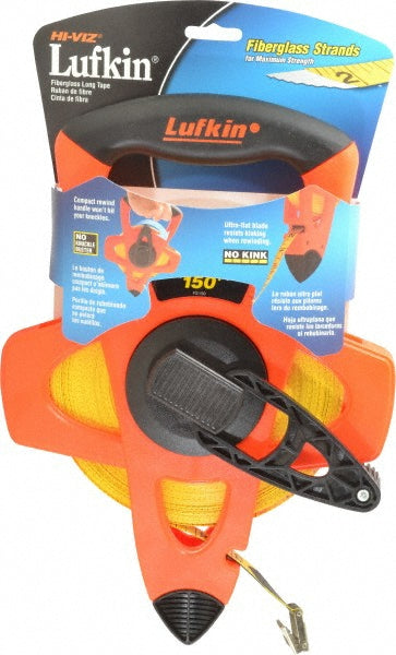 Lufkin FE150 Tape Measure 150' Long, 1/2" Width, Yellow Blade