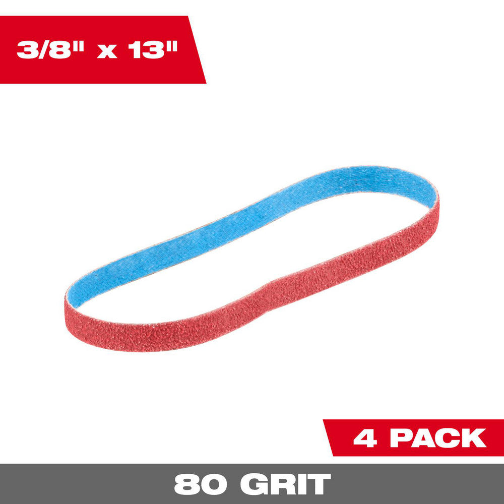 Milwaukee Tool 48-80-7080 Abrasive Belts Belt Width (Inch) 3/8  Belt Length (Inch) 13  Grit 80  Abrasive Type Coated  Abrasive Material Ceramic  Wet/Dry Operation Dry