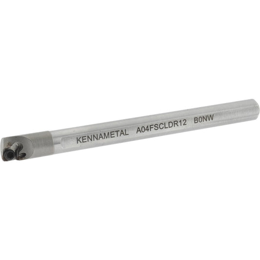 Kennametal 1288871 Indexable Boring Bar A04FSCLDR12, 0.285" Min Bore Dia, Right Hand Cut, 1/4" Shank Dia, 5 &deg Lead Angle, Steel