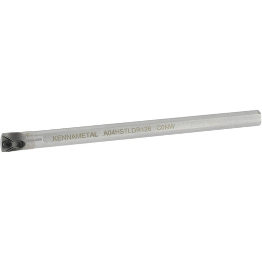 Kennametal 1288875 Indexable Boring Bar A04HSTLDR128, 0.3" Min Bore Dia, Right Hand Cut, 1/4" Shank Dia, 5 &deg Lead Angle, Steel