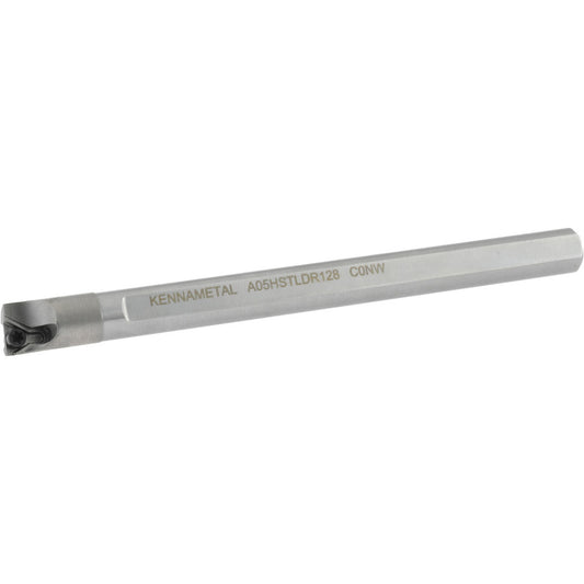 Kennametal 1288881 Indexable Boring Bar A05HSTLDR128, 0.36" Min Bore Dia, Right Hand Cut, 5/16" Shank Dia, 5 &deg Lead Angle, Steel