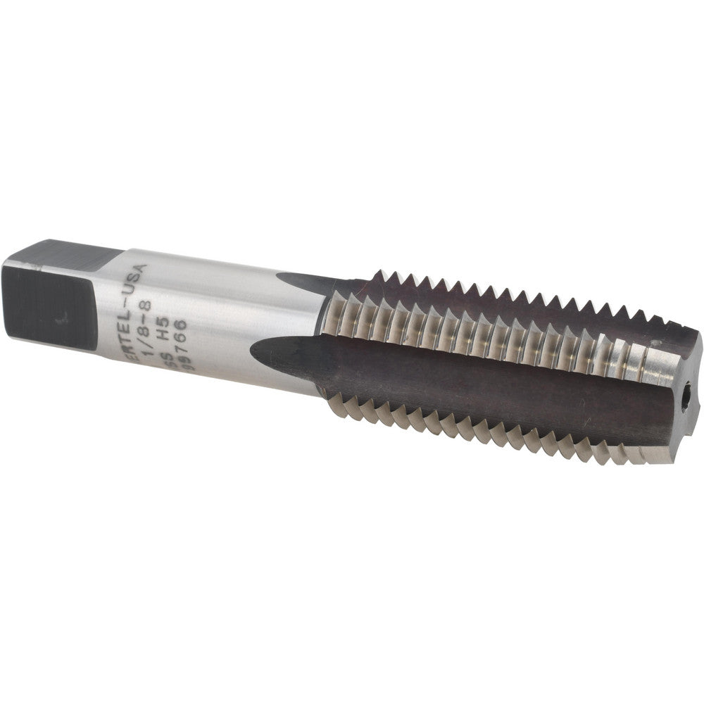 Hertel 87020 Straight Flute Tap 1-1/8-8 UNS, 4 Flute, Plug Chamfer, HSS, Bright/Uncoated Finish