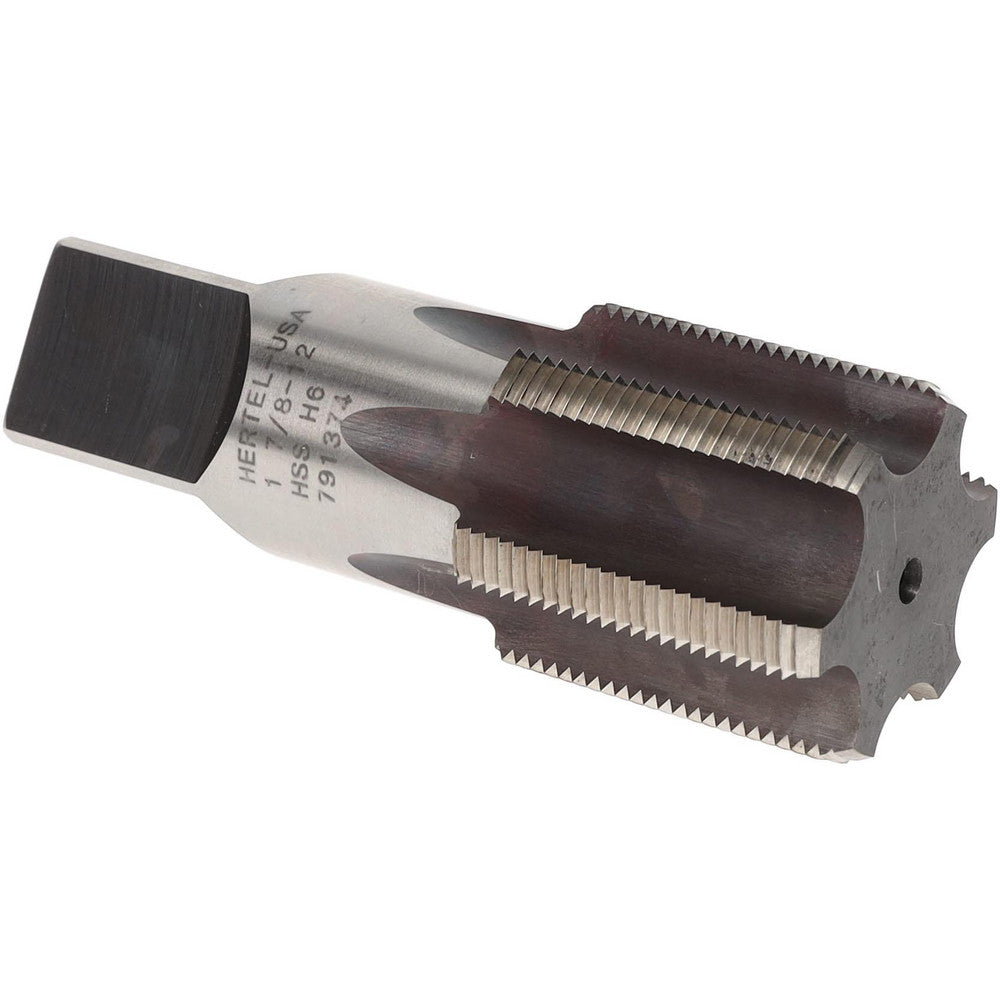 Hertel 87063 Straight Flutes Tap 1-7/8-12, UNS, 6 Flutes, Bottoming, High Speed Steel, Bright/Uncoated