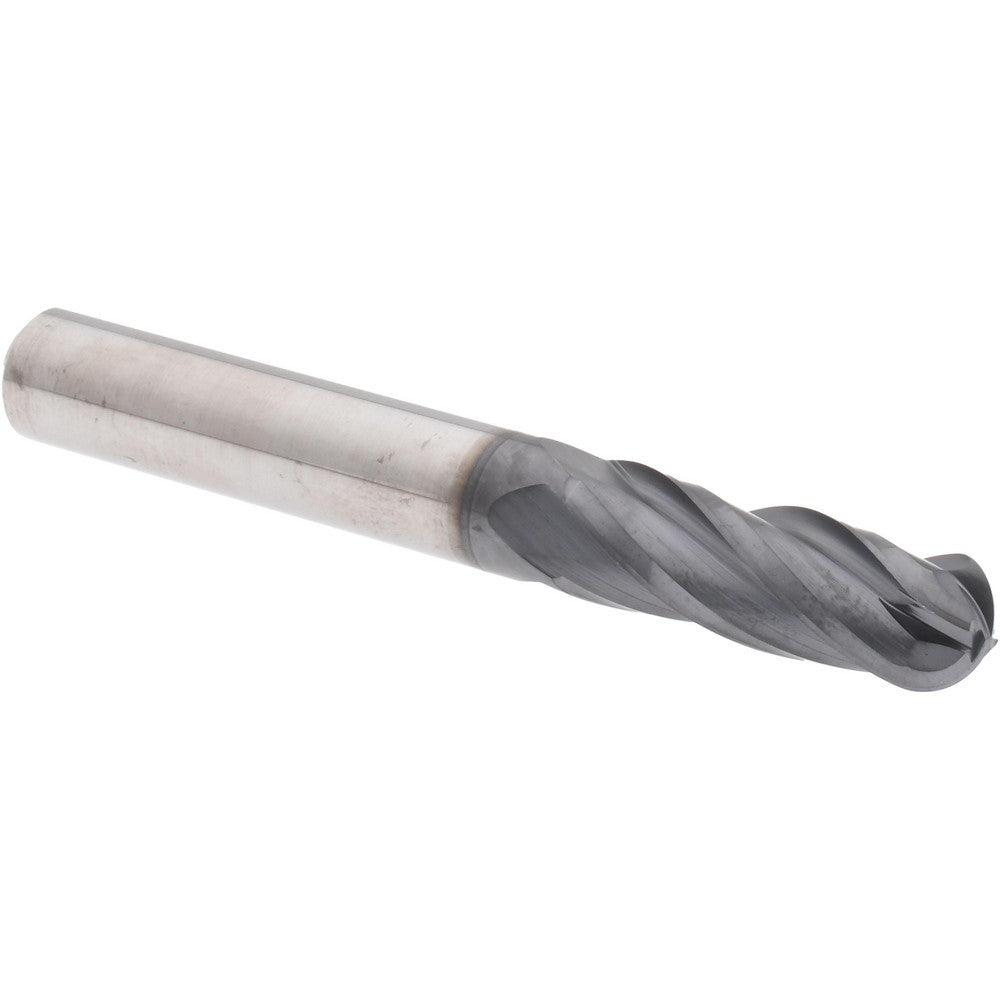 Hertel EM060024 Ball End Mill 3/8" Dia, 1-1/8" LOC, 4 Flute, Solid Carbide