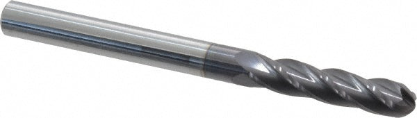 Hertel EM060016 Ball End Mill 1/4" Dia, 1-1/8" LOC, 4 Flute, Solid Carbide