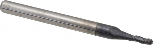 Hertel EM99924774 Ball End Mill 1/16" Dia, 3/16" LOC, 3 Flute, Solid Carbide