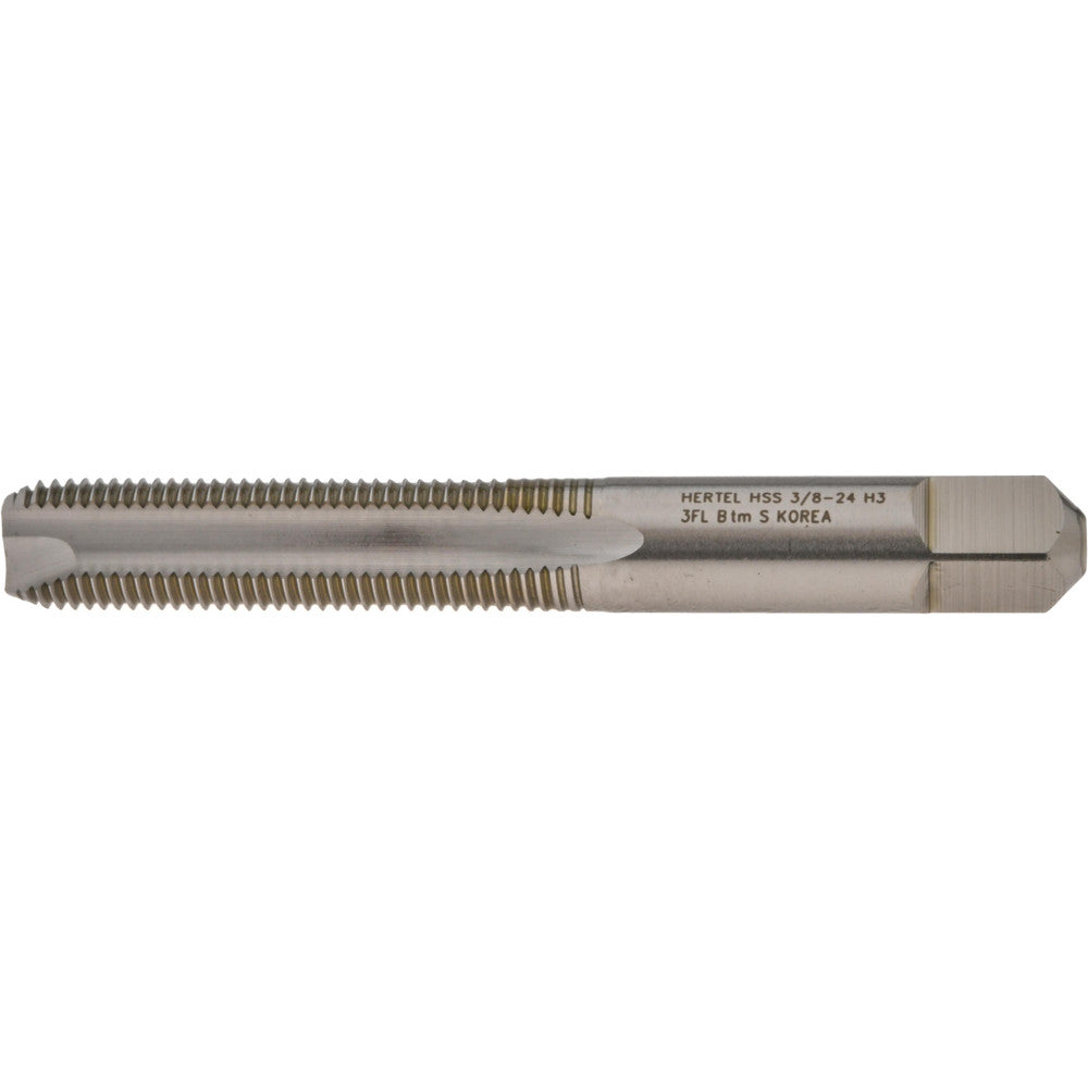 Hertel K099415AS Spiral Point Tap 3/8-24 UNF, 3 Flutes, Bottoming Chamfer, 3B Class of Fit, HSS, Bright/Uncoated Coated