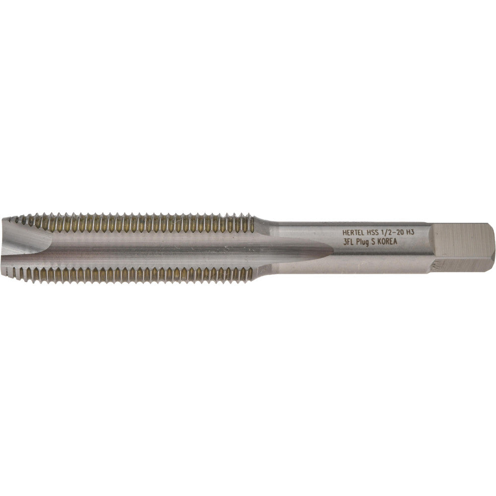 Hertel K017244AS Spiral Point Tap 1/2-20 UNF, 3 Flutes, Plug Chamfer, 3B Class of Fit, HSS, Bright/Uncoated Coated