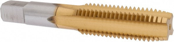 Hertel K008595AS25 Straight Flute Tap 3/4-10 UNC, 4 Flute, Plug Chamfer, High-Speed Steel, Titanium Nitride Finish