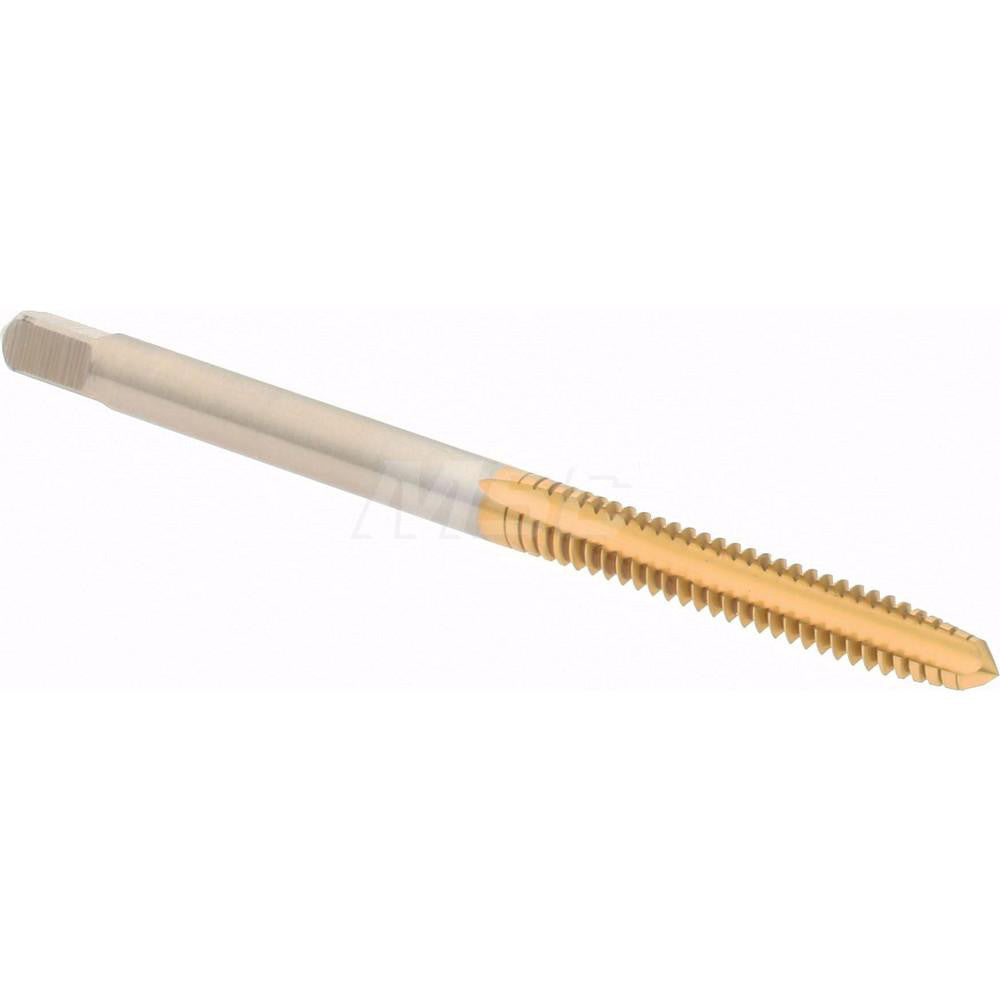 Hertel K008151AS25 Straight Flute Tap #6-32 UNC, 3 Flute, Plug Chamfer, 2B Class of Fit, High-Speed Steel, Titanium Nitride Finish