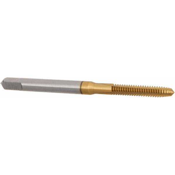 Hertel K008087AS25 Straight Flute Tap #4-40 UNC, 3 Flute, Plug Chamfer, 2B & 3B Class of Fit, High-Speed Steel, Titanium Nitride Finish