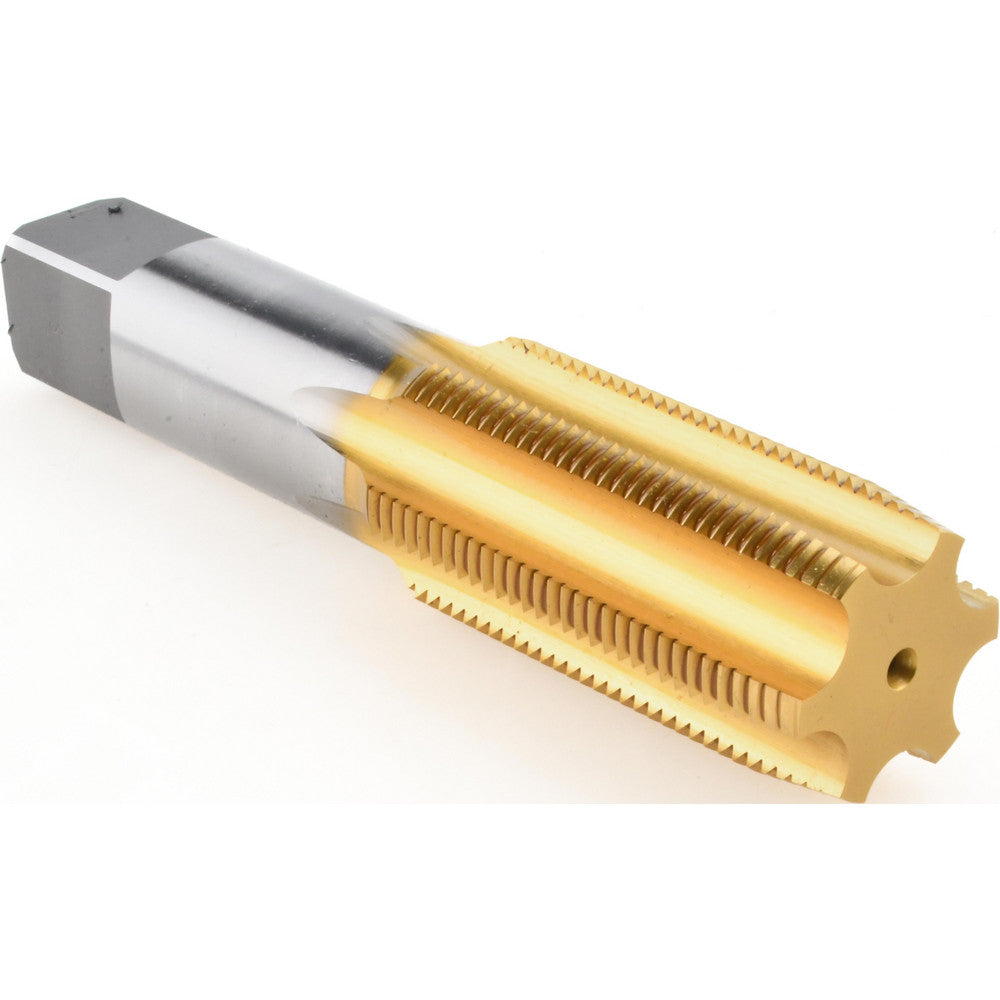 Hertel K008667AS25 Straight Flute Tap 1-1/4-12 UNF, 6 Flute, Plug Chamfer, 3B Class of Fit, High-Speed Steel, Titanium Nitride Finish