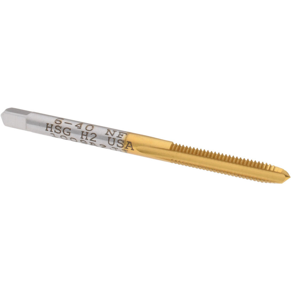 Hertel K008172AS25 Straight Flute Tap #6-40 UNF, 3 Flute, Plug Chamfer, 2B & 3B Class of Fit, High-Speed Steel, Titanium Nitride Finish