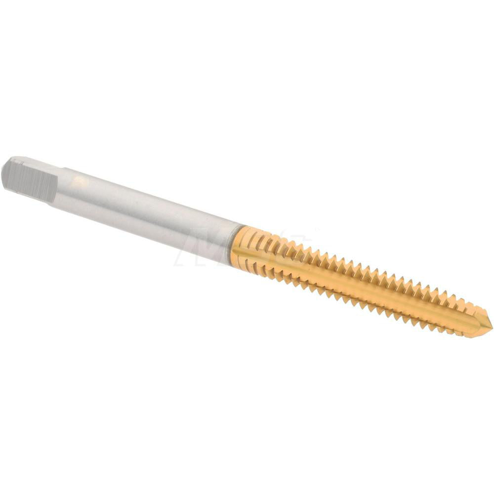 Hertel K008234AS25 Straight Flute Tap #10-24 UNC, 4 Flute, Plug Chamfer, 2B & 3B Class of Fit, High-Speed Steel, Titanium Nitride Finish