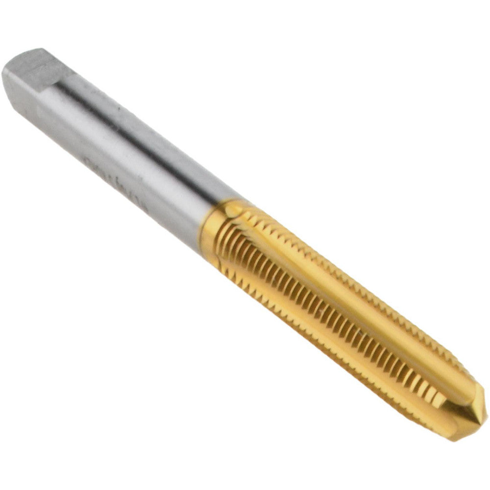 Hertel K008268AS25 Straight Flute Tap #10-32 UNF, 4 Flute, Plug Chamfer, 2B Class of Fit, High-Speed Steel, Titanium Nitride Finish