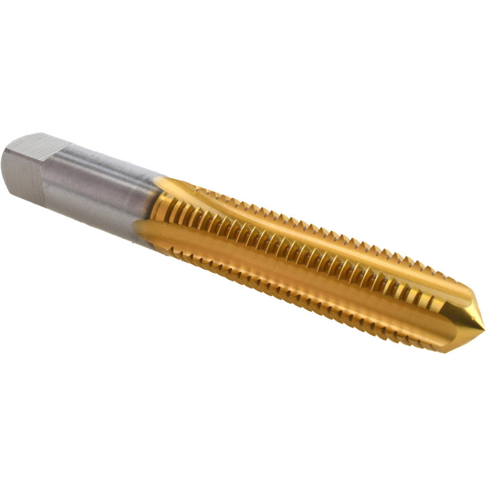 Hertel K008434AS25 Straight Flute Tap 3/8-16 UNC, 4 Flute, Plug Chamfer, 3B Class of Fit, High-Speed Steel, Titanium Nitride Finish