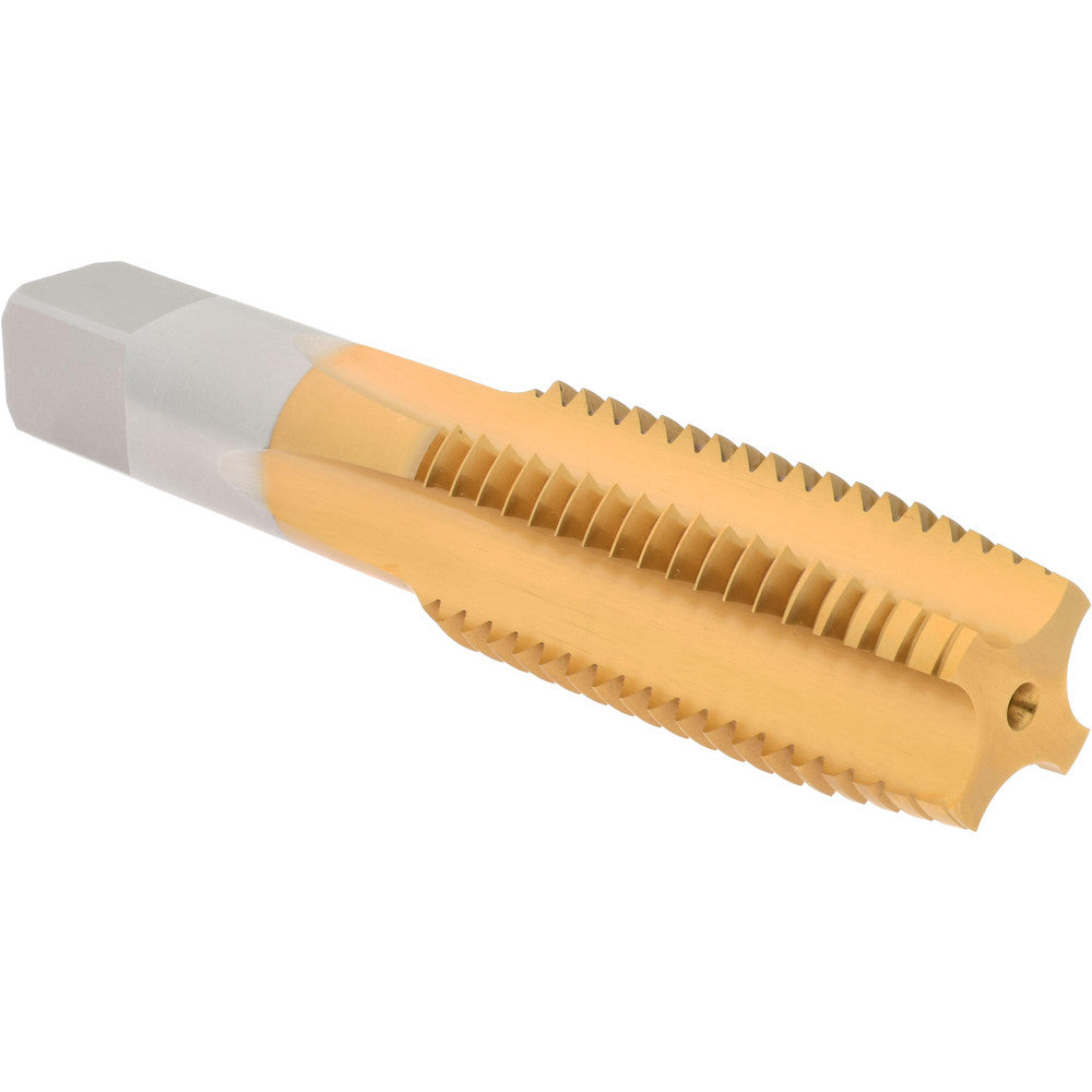 Hertel K008649AS25 Straight Flute Tap 1-1/8-7 UNC, 4 Flute, Plug Chamfer, 3B Class of Fit, High-Speed Steel, Titanium Nitride Finish