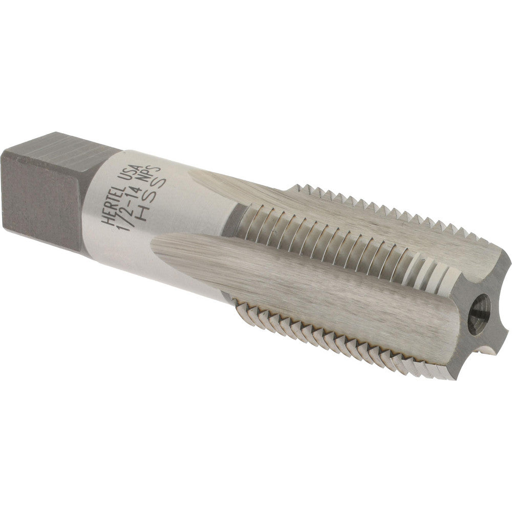 Hertel R127668-S Standard Pipe Tap 1/2-14, NPS, 4 Flutes, High Speed Steel, Bright/Uncoated