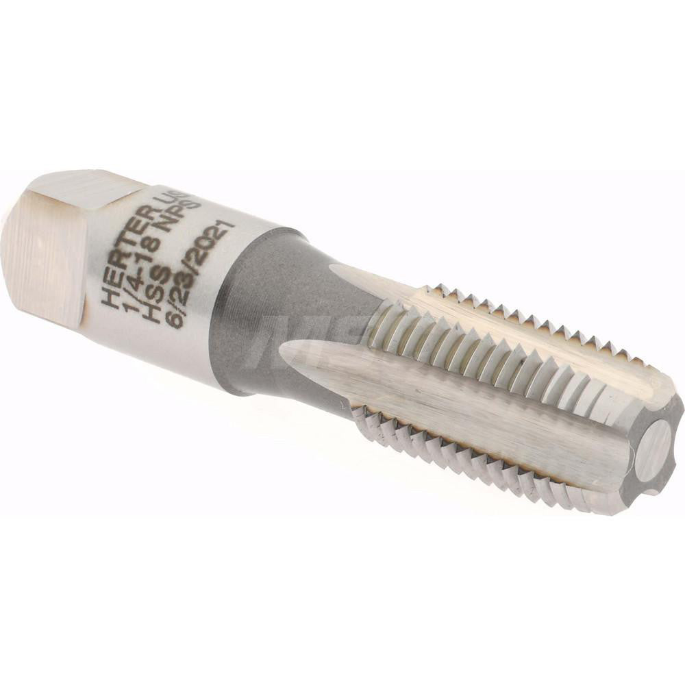 Hertel R127322-S Standard Pipe Tap 1/4-18, NPS, 4 Flutes, High Speed Steel, Bright/Uncoated
