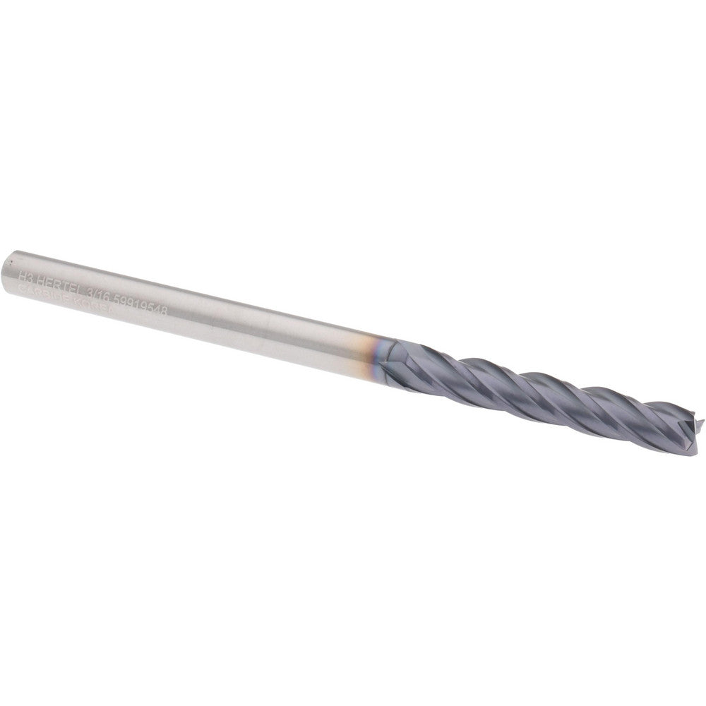 Hertel 59919548 Square End Mill 3/16" Dia, 1-1/8" LOC, 4 Flute, Solid Carbide