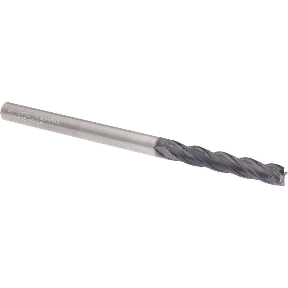 Hertel 59919613 Square End Mill 1/4" Dia, 1-1/2" LOC, 4 Flute, Solid Carbide