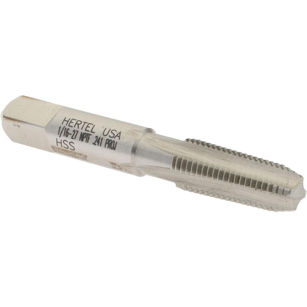 Hertel G837527-S Standard Pipe Tap 1/16-27, NPTF, 4 Flutes, High Speed Steel, Bright/Uncoated