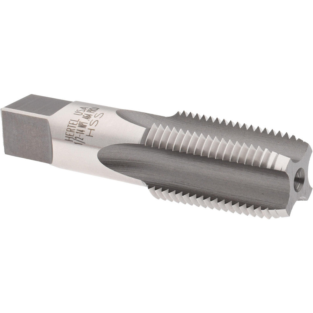 Hertel R837558-S Standard Pipe Tap 1/2-14, NPT, 4 Flutes, High Speed Steel, Bright/Uncoated