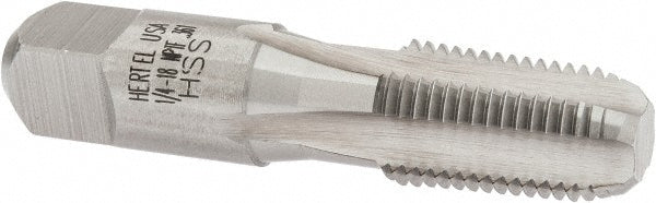 Hertel G837530-S Standard Pipe Tap 1/4-18, NPTF, 4 Flutes, High Speed Steel, Bright/Uncoated