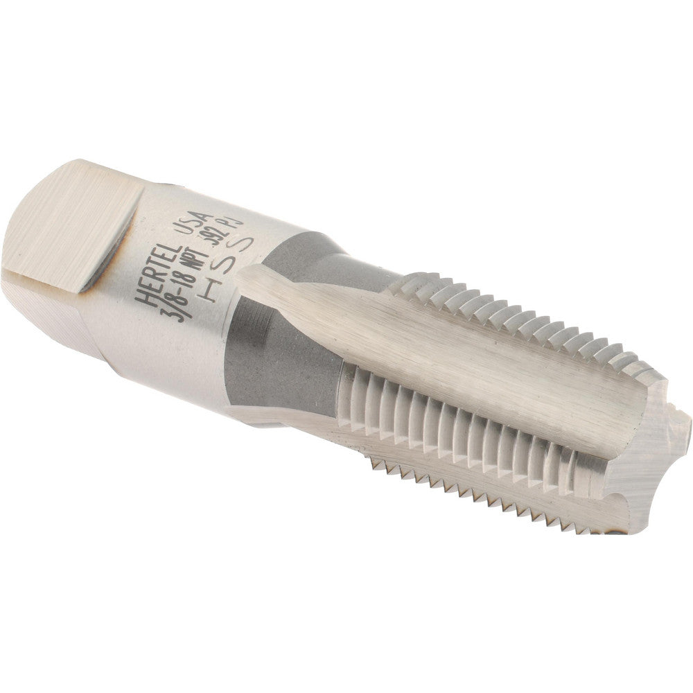 Hertel G837520-S Standard Pipe Tap 3/8-18, NPT, 4 Flutes, High Speed Steel, Bright/Uncoated
