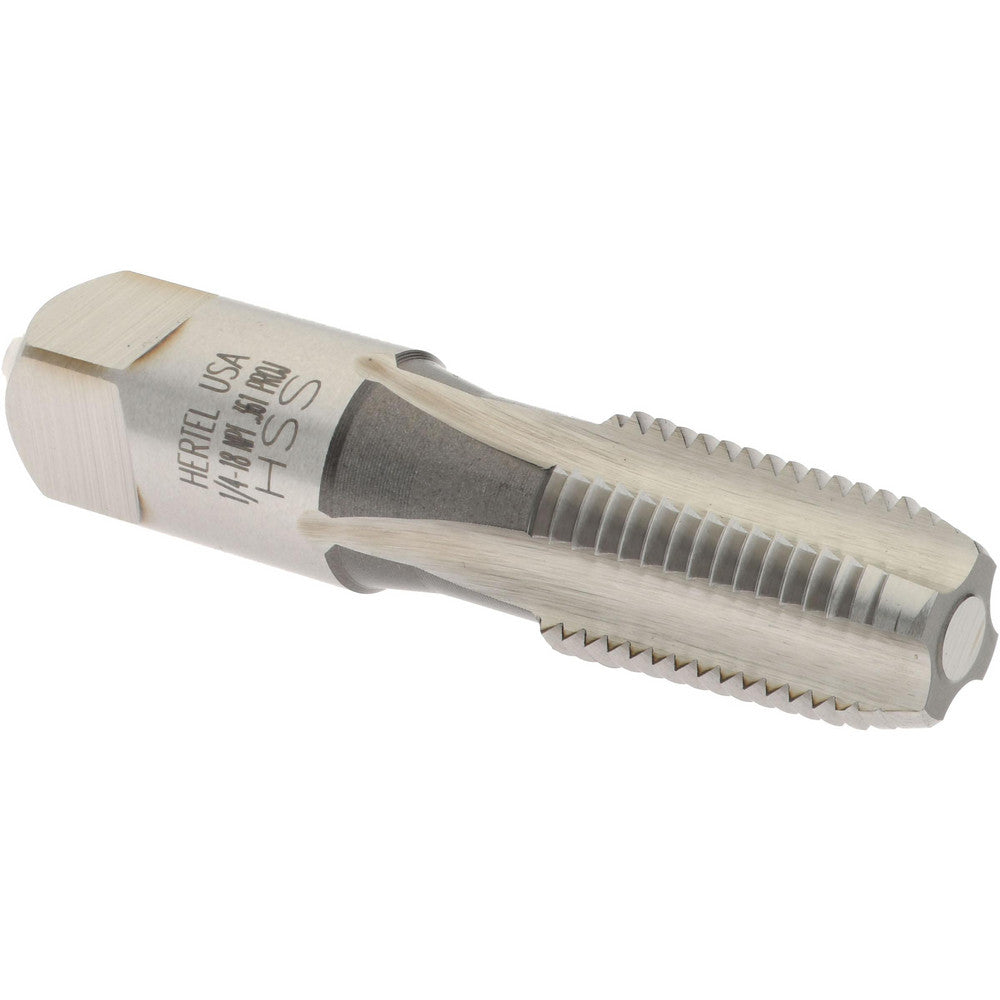 Hertel G837556-S Standard Pipe Tap 1/4-18, NPT, 4 Flutes, High Speed Steel, Bright/Uncoated