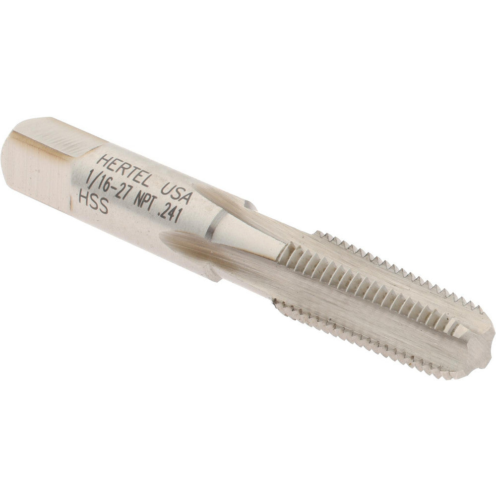 Hertel G837553-S Standard Pipe Tap 1/16-27, NPT, 4 Flutes, High Speed Steel, Bright/Uncoated