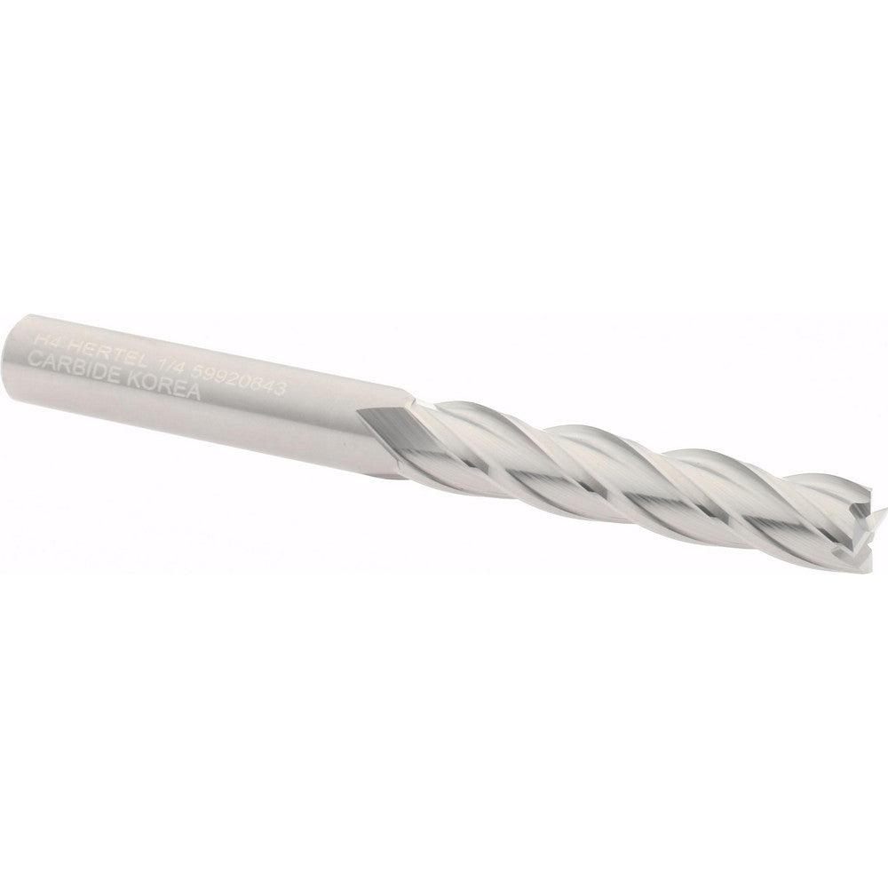 Hertel 59920843 Square End Mill 1/4" Dia, 1-1/4" LOC, 4 Flute, Solid Carbide