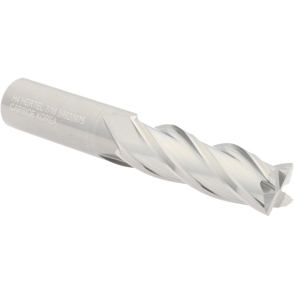 Hertel 59920975 Square End Mill 7/16" Dia, 1-3/8" LOC, 4 Flute, Solid Carbide