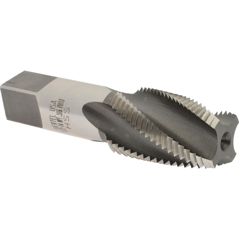 Hertel R837541-S 1/2-14 NPT, 15&deg Helix, 4 Flutes, Bright Finish, High Speed Steel, Spiral Flute Pipe Tap